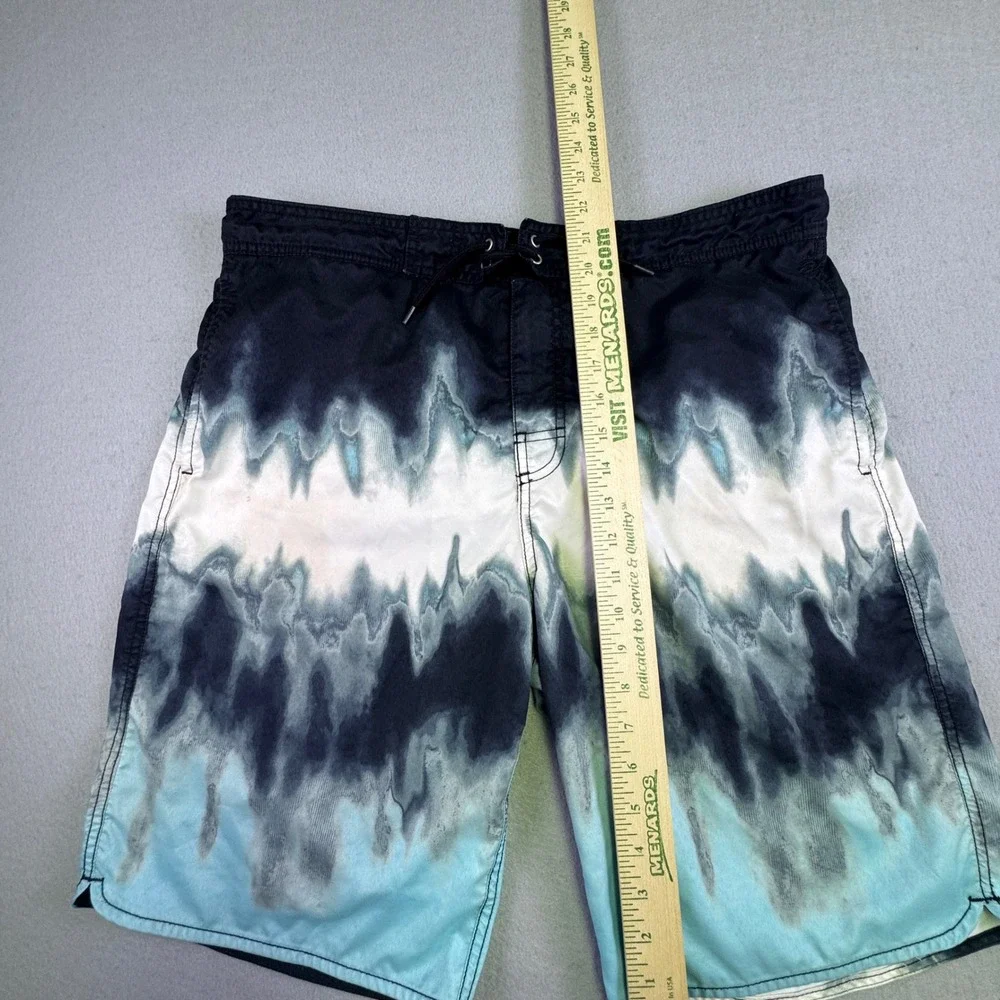 Roundtree &‎ Yorke Men's Large Swim Trunks Blue Black Tie Dye Ombre Board Shorts